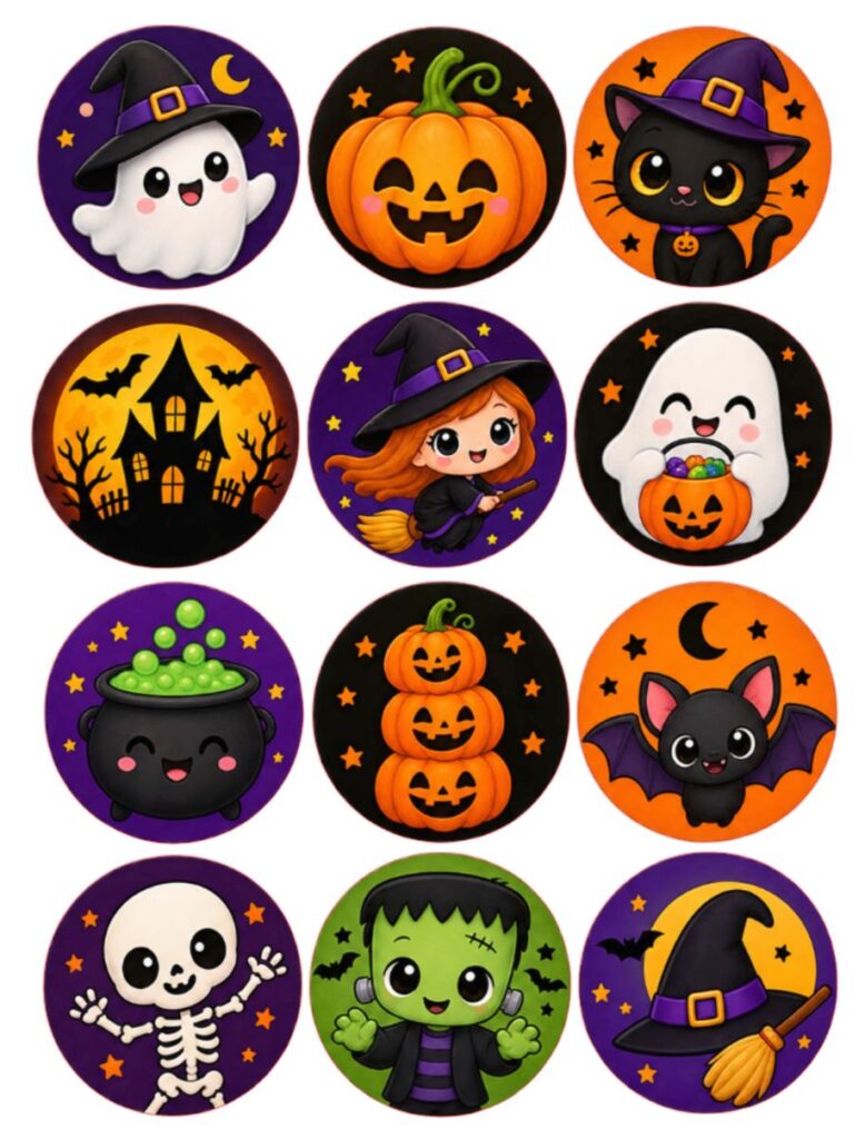 Edible Icing/Wafer Cute Halloween Cake Toppers