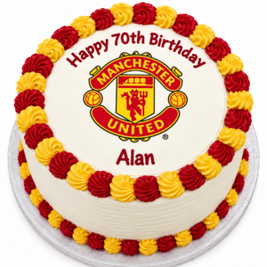 Manchester United Round Edible Icing Cake Topper