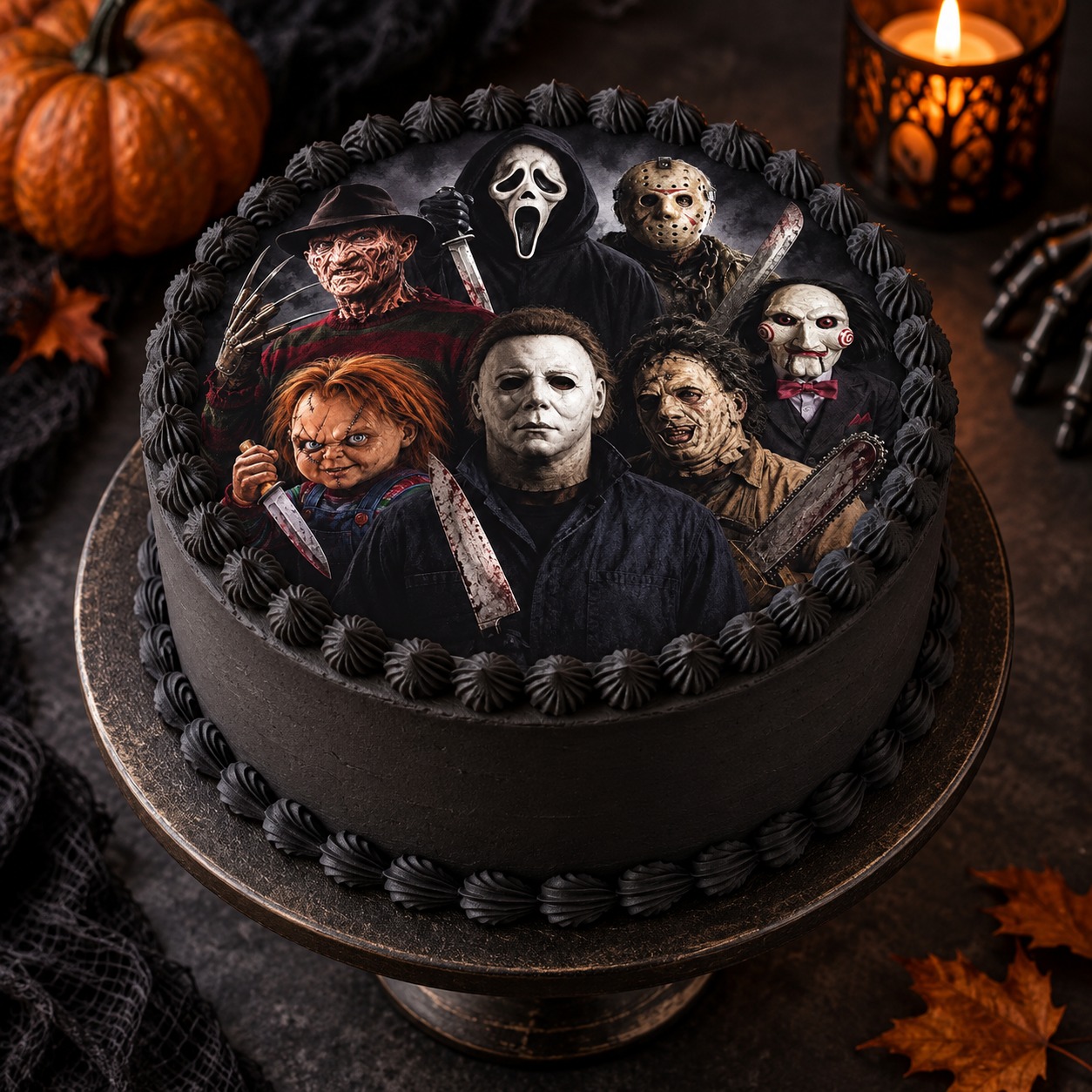 Horror Characters Round Cake Topper