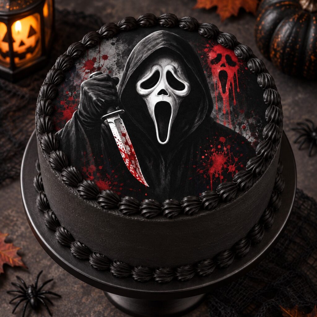 Hooded Horror Halloween Round Cake Topper